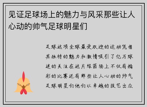 见证足球场上的魅力与风采那些让人心动的帅气足球明星们